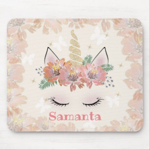 Unicorn, Unicorn Ansikte, personlig, girly, blommi Musmatta