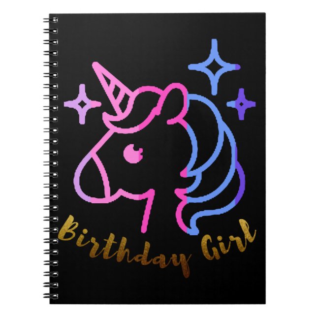 Unicorn Unicorn-gåva från Birthday Girl Anteckningsbok (Framsidan)
