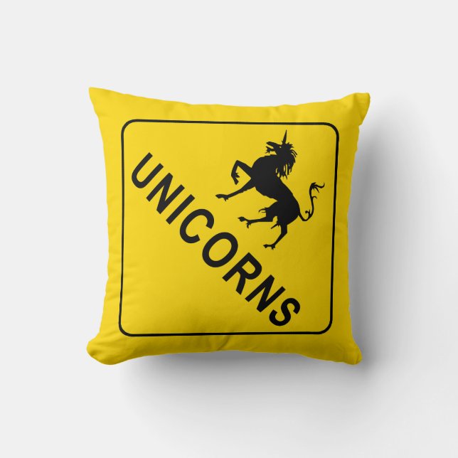 Unicorn - Unicorns Crossing Sign Kudde (Framsida)