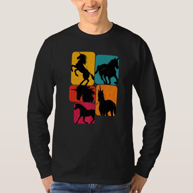 Unicorn unicorns Retro T Shirt (Framsida)
