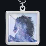 Unicorn Universe - Cosmic Silverpläterat Halsband<br><div class="desc">Unicorn Universe IV av Grace Popp. Den har en klumpande encorn med en galaktisk,  kosmisk design.</div>