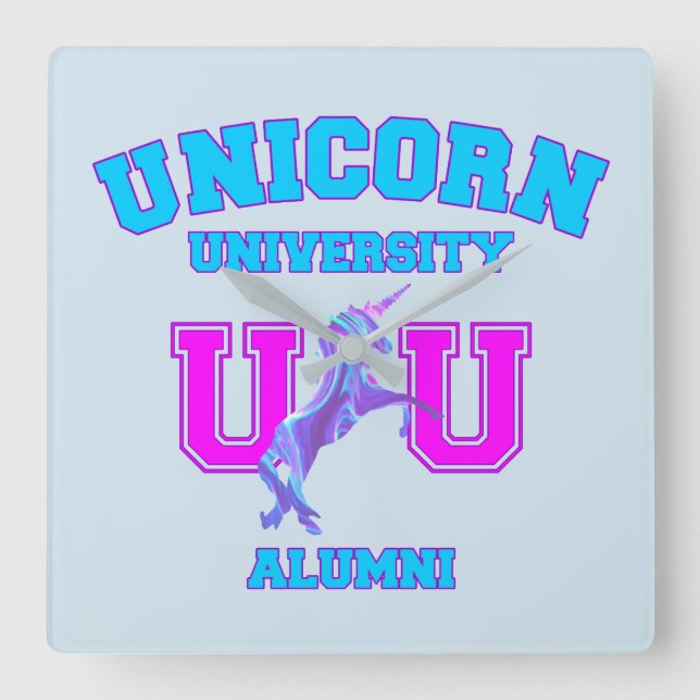 Unicorn Universiteten Fyrkantig Klocka (Framsida)