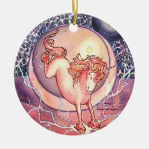 Unicorn universum julgransprydnad keramik