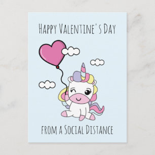 Unicorn Valentindagen Vykort