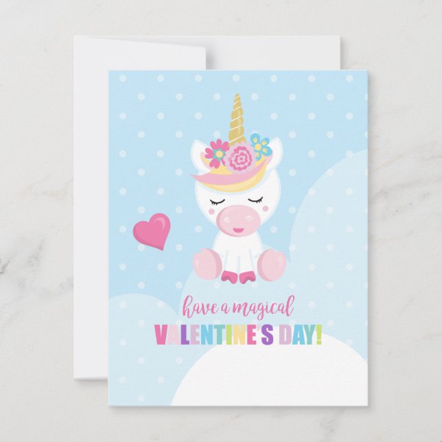 Unicorn Valentine Day Card Julkort (Framsida)