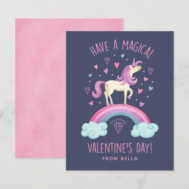 Unicorn Valentines day Greeting Card Anteckningskort (Fram/baksida)