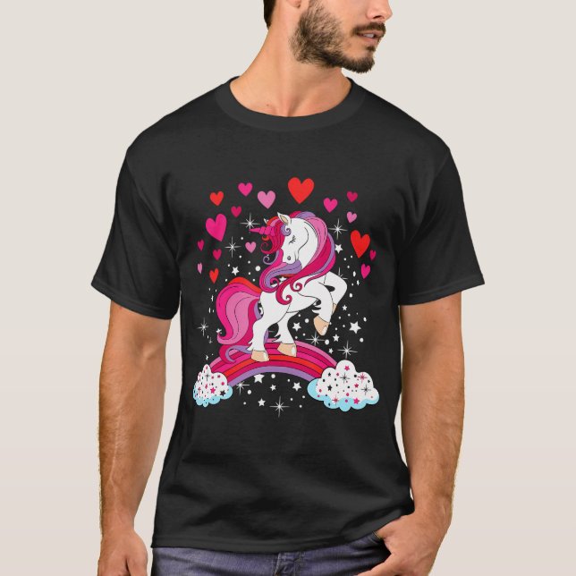 Unicorn Valentines day Shirt Småbarn Girl Kärlek H T Shirt (Framsida)