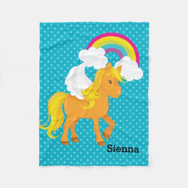 Unicorn * Välj bakgrund färg Fleecefilt (Framsidan)