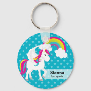 Unicorn * Välj bakgrund färg Nyckelring