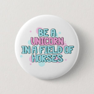 Unicorn Var en enhörning i en Fält hästar Knapp