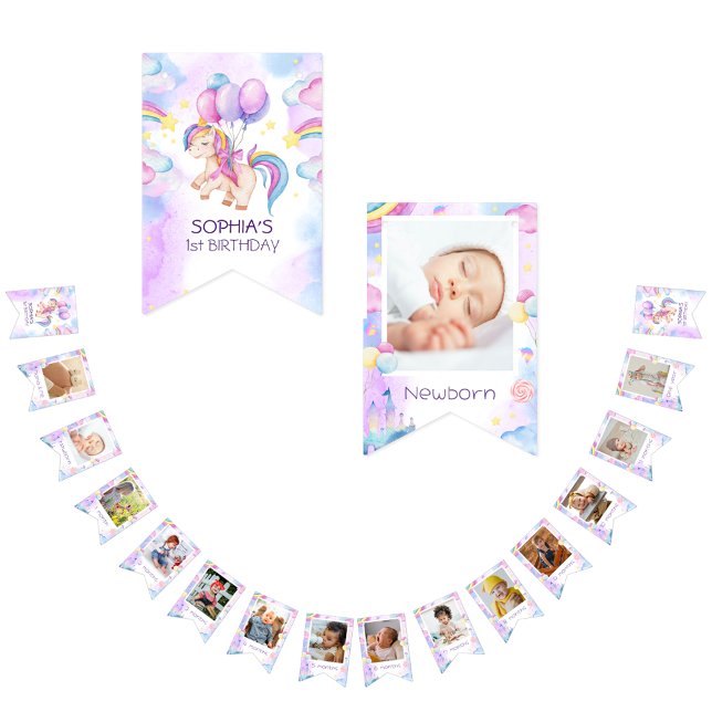 Unicorn-vattenfärgsår Vimplar (Skapare uppladdad)