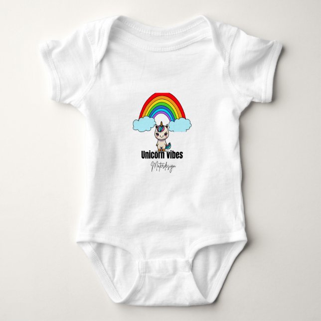 Unicorn Vibes Magic baby-bodykostkostkostym #babyb T Shirt (Framsida)