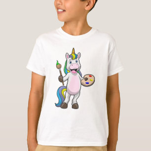 Unicorn vid målning med pensel & Färg T Shirt