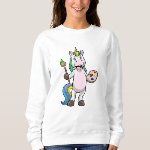 Unicorn vid målning med pensel & Färg T Shirt