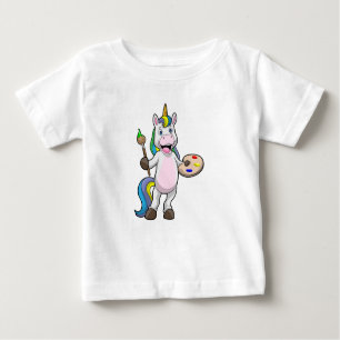 Unicorn vid målning med pensel & Färg T Shirt