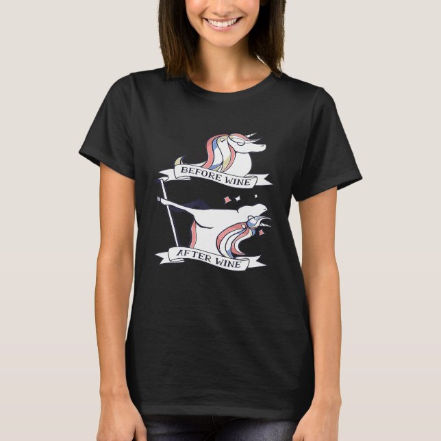 Unicorn Vin Humor T Shirt (Framsida)