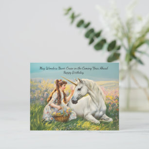 Unicorn Vintage Birthday Postcard Helg Vykort