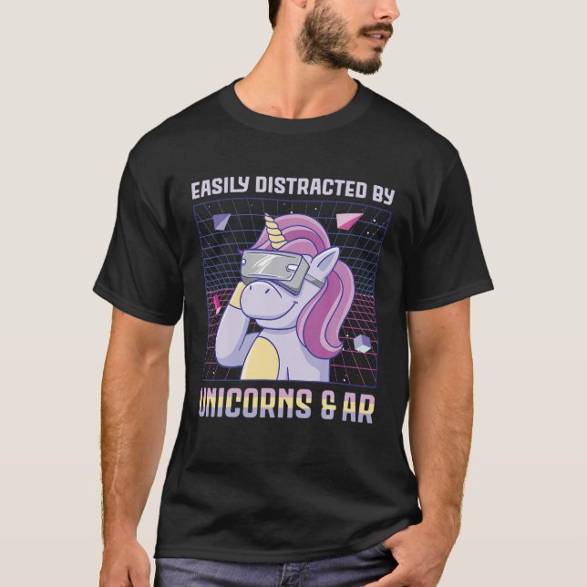 Unicorn Virtuell Reality VR Gamer Rainbow Magic C T Shirt (Framsida)