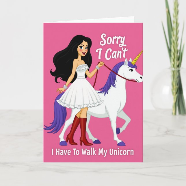 Unicorn Walk Excuse Card Kort (Framsida)