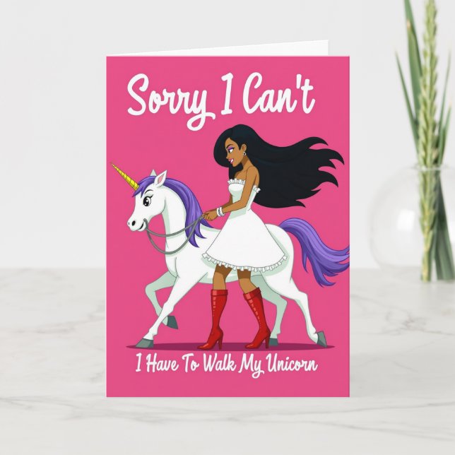 Unicorn Walk Excuse Funny Card Kort (Framsida)