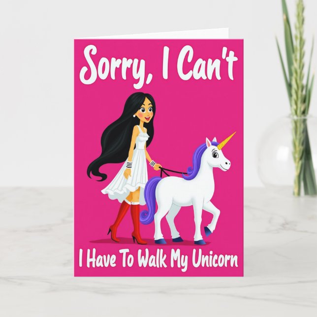 Unicorn Walk Funny Friend Card Kort (Framsida)