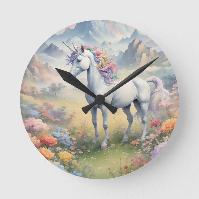 Unicorn Wall Clock Rund Klocka (Framsida)
