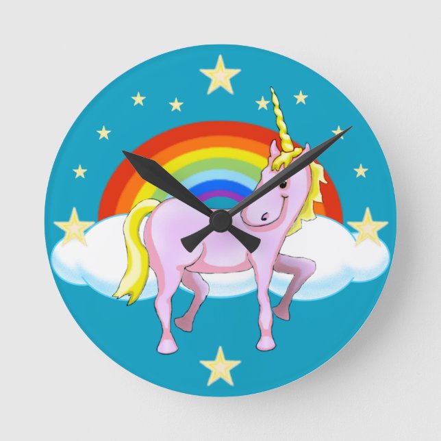 Unicorn Wall Clock Rund Klocka (Framsida)