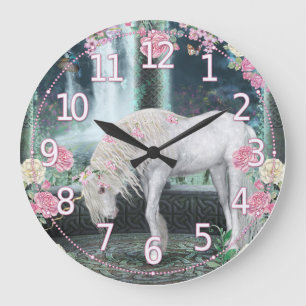 Unicorn Wall Clock, Unicorn fantasykonst Stor Klocka