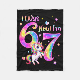 Unicorn was 6 7 six seven 7th bday birthday girl fleecefilt