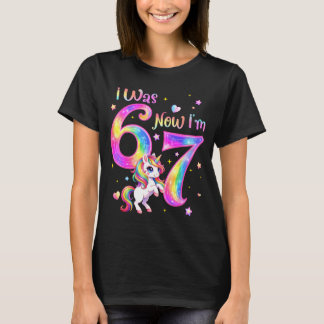 Unicorn was 6 7 six seven 7th bday birthday girl t shirt