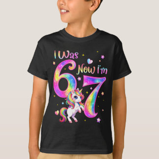 Unicorn was 6 7 six seven 7th bday birthday girl t shirt