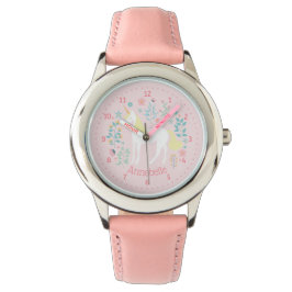 Unicorn Watch Personlig Namn Rosa Armbandsur