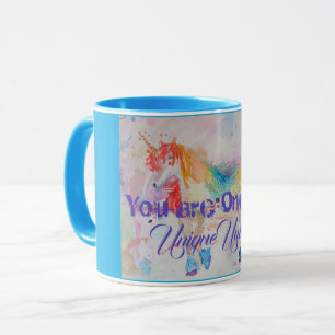 Unicorn Watercolor art Girls Dam Mugg