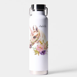 Unicorn Watercolor Flowers Add Namn Hett or Kall