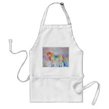 Unicorn Watercolor Painting Art Kitchen Apron