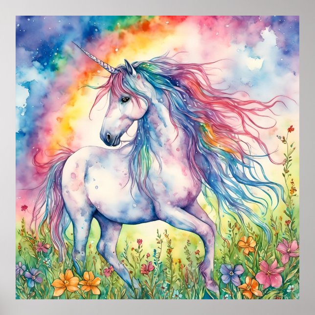 Unicorn Watercolor Poster (Framsidan)