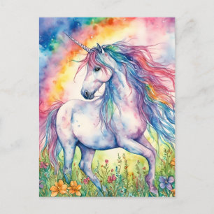 Unicorn Watercolor Vykort
