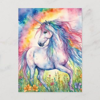 Unicorn Watercolor Vykort