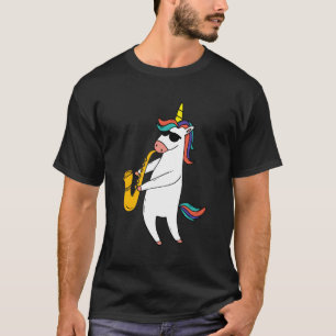 Unicorn Wearing Sunglass som spelar saxofon T Shirt
