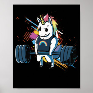 Unicorn Weightlift Fitness Deadlift Rainbow Poster