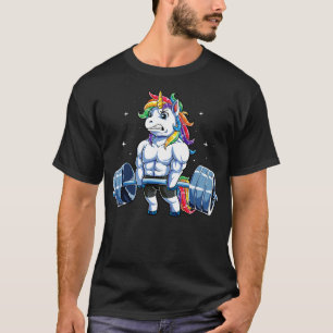 Unicorn Weightlift Fitness Gym Deadlift Rainbow T Shirt