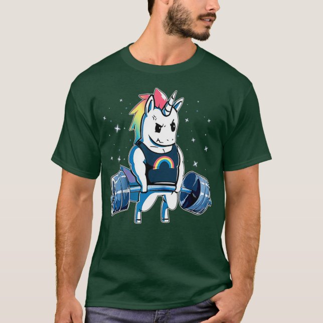 Unicorn Weightlift Funny Workout Gym T Shirt (Framsida)