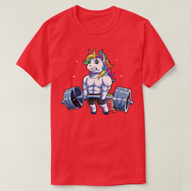 Unicorn Weightlift T Deadlift Fitness Gym Wome T Shirt (Design framsida)