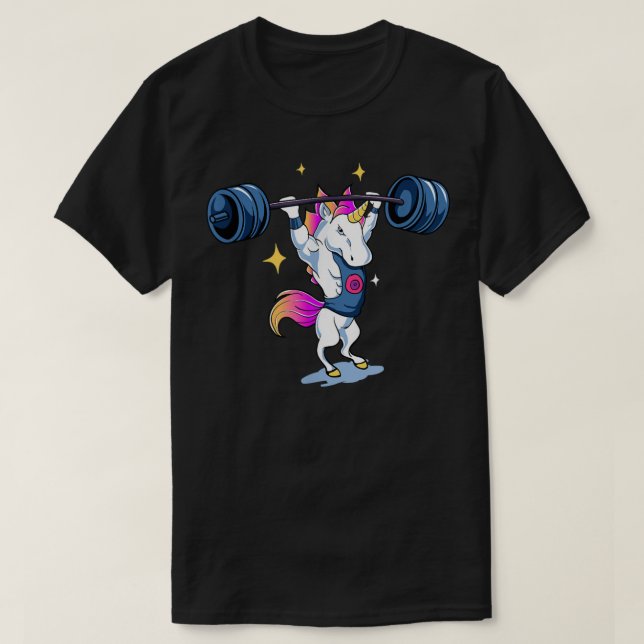 Unicorn Weightlifting T Fitness Gym Deadlift Rainb Shirt (Design framsida)