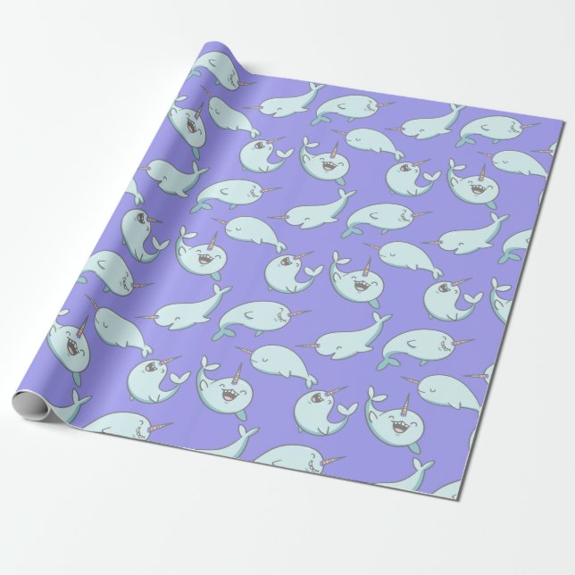Unicorn Whales Wrapping Papper Presentpapper (Utrullad)