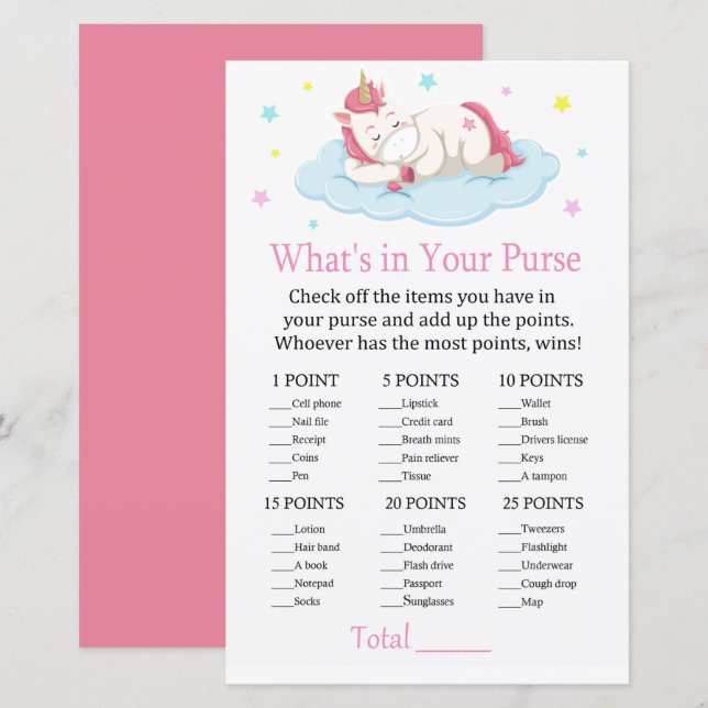 Unicorn What's in your purse-match (Fram/baksida)