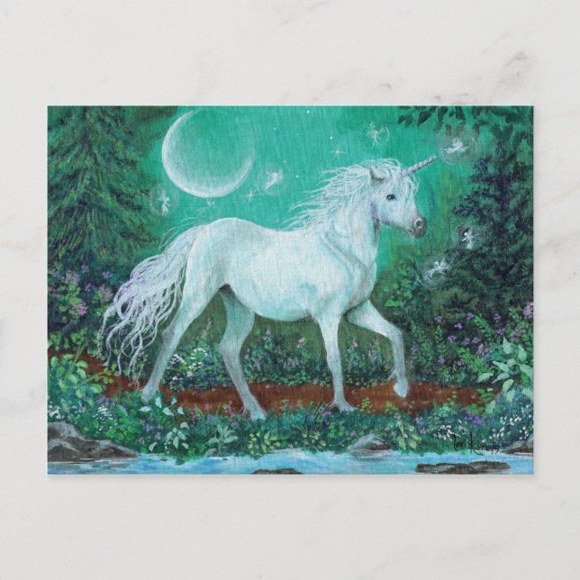 Unicorn Whispering Gräs Vykort (Framsida)