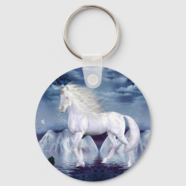 Unicorn White Beauty Keychain Nyckelring (Framsida)