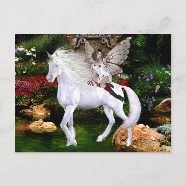 Unicorn White Beauty-vykort Vykort (Framsida)