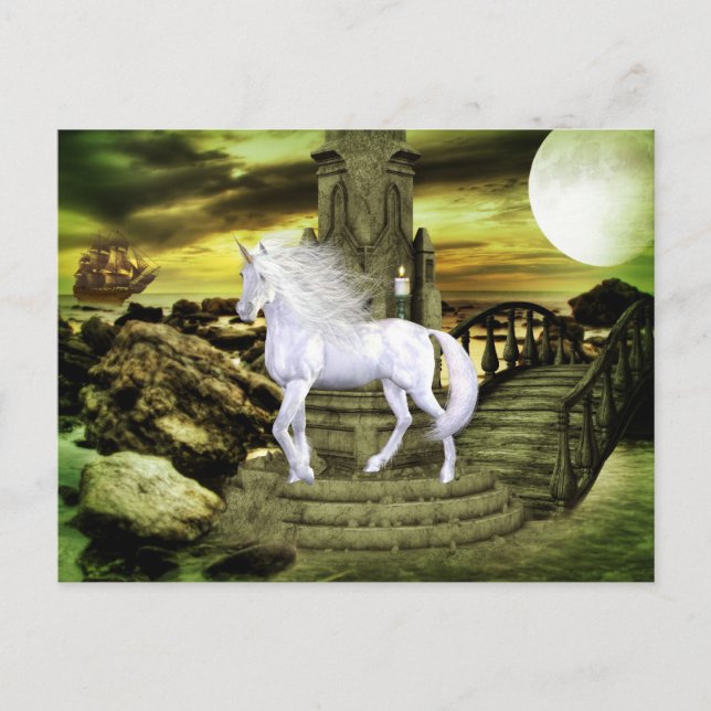 Unicorn White Beauty-vykort Vykort (Framsida)